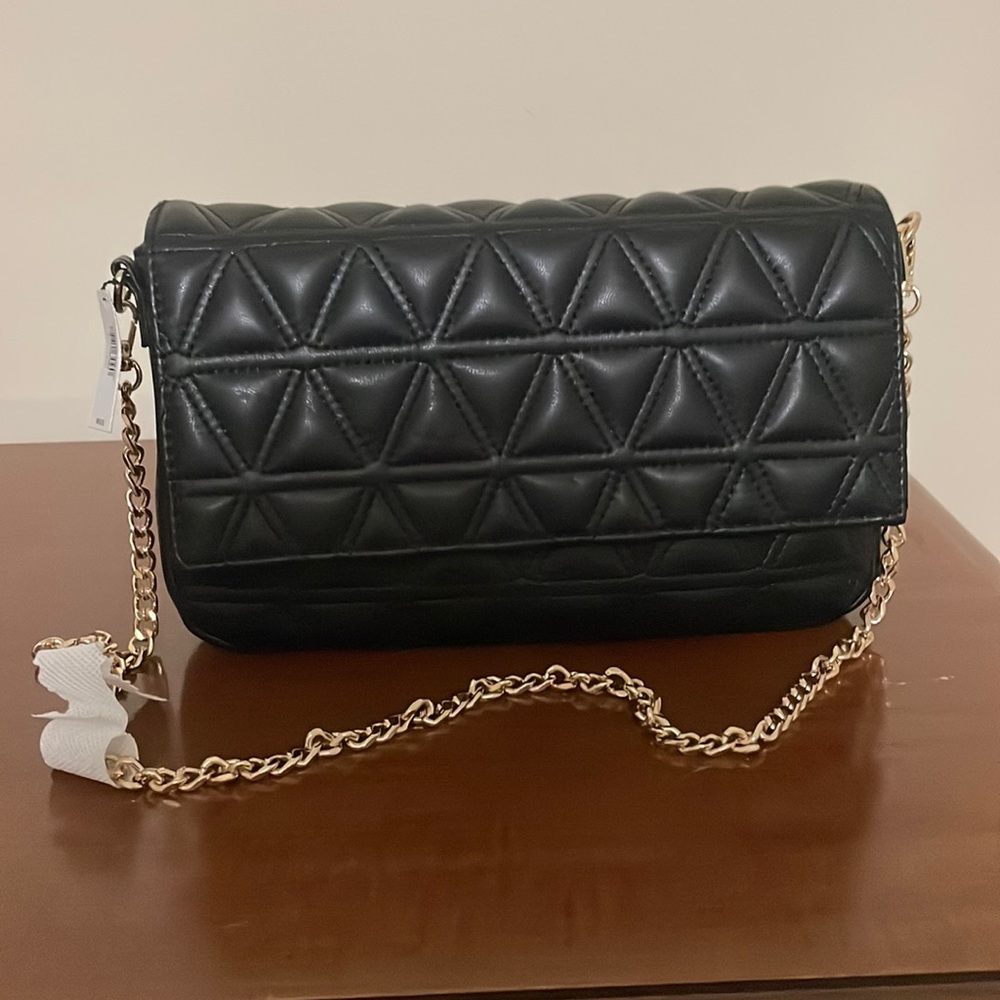 Black quilted gold chain purse